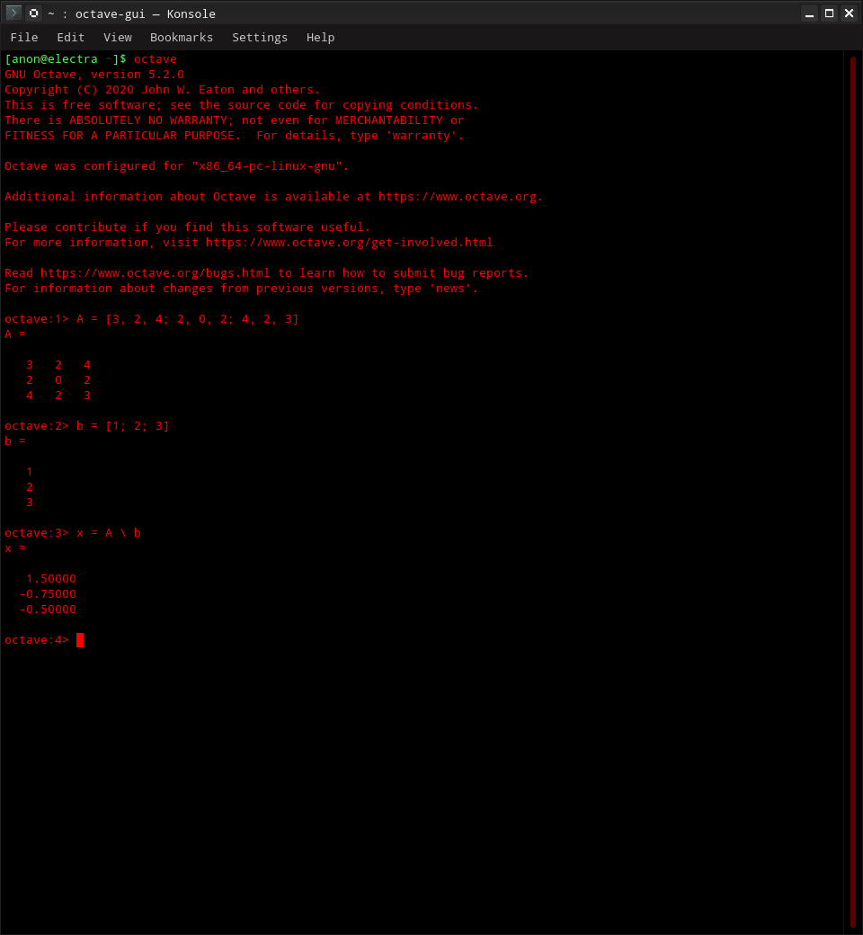 The three unknown variables are solved